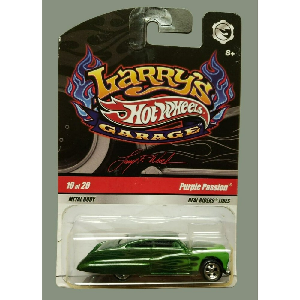 2009 Mattel Hot Wheels Larry's Garage Purple Passion 10/20 Green/Flame 1:64 MIP